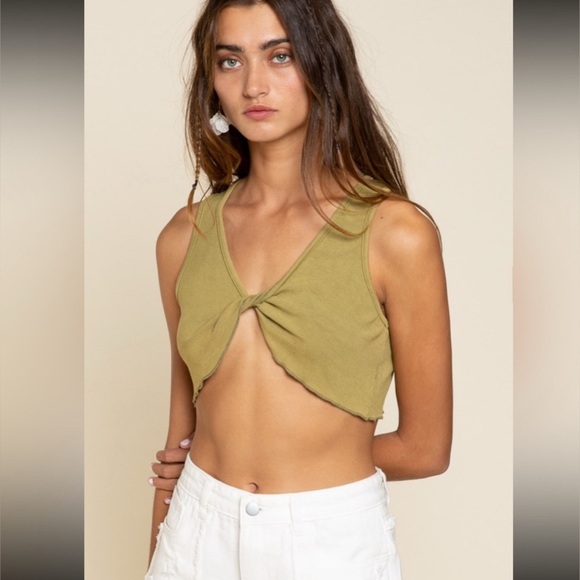 POL Twist Front Cami Top - Moss Green - Picture 2 of 2